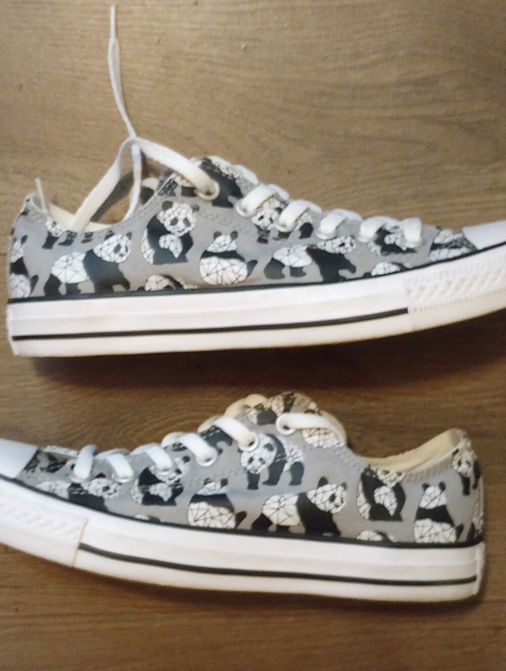Converse Gray Panda Print Low Top Sneakers